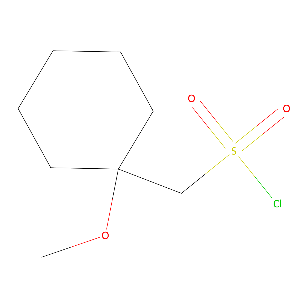 (1-Methoxycyclohexyl)methanesulfonyl chloride molecular structure, CAS 1781128-20-8