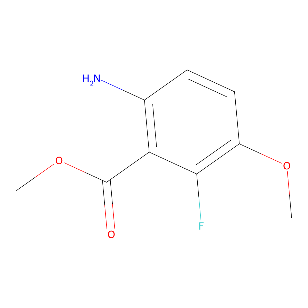 Methyl 6-amino-2-fluoro-3-methoxybenzoate molecular structure, CAS 1781129-62-1