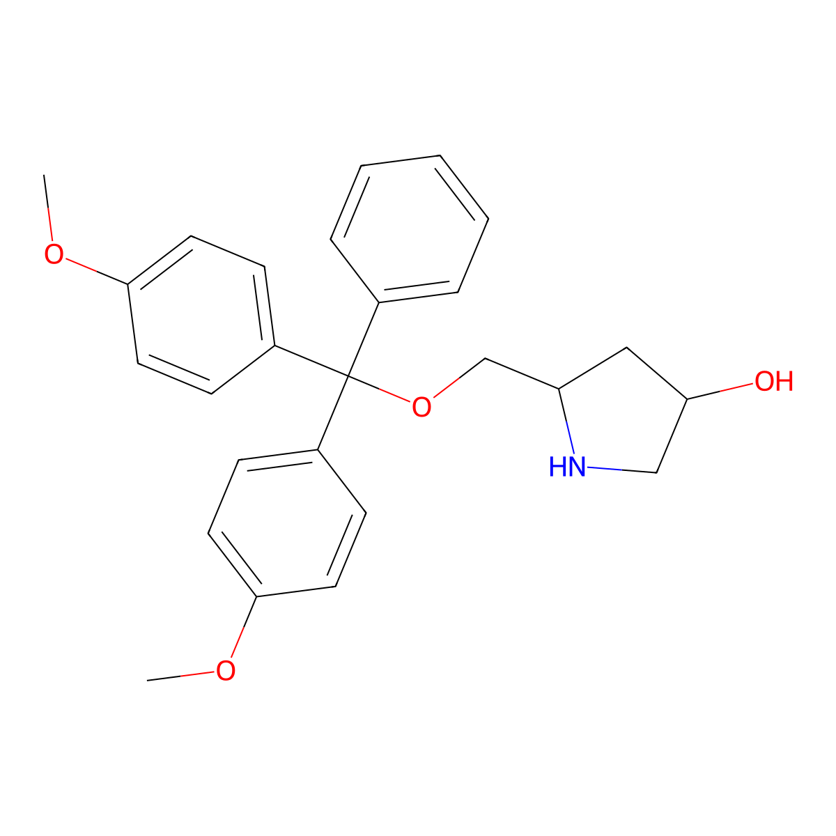 5-((Bis(4-methoxyphenyl)(phenyl)methoxy)methyl)pyrrolidin-3-ol molecular structure, CAS 178113-44-5