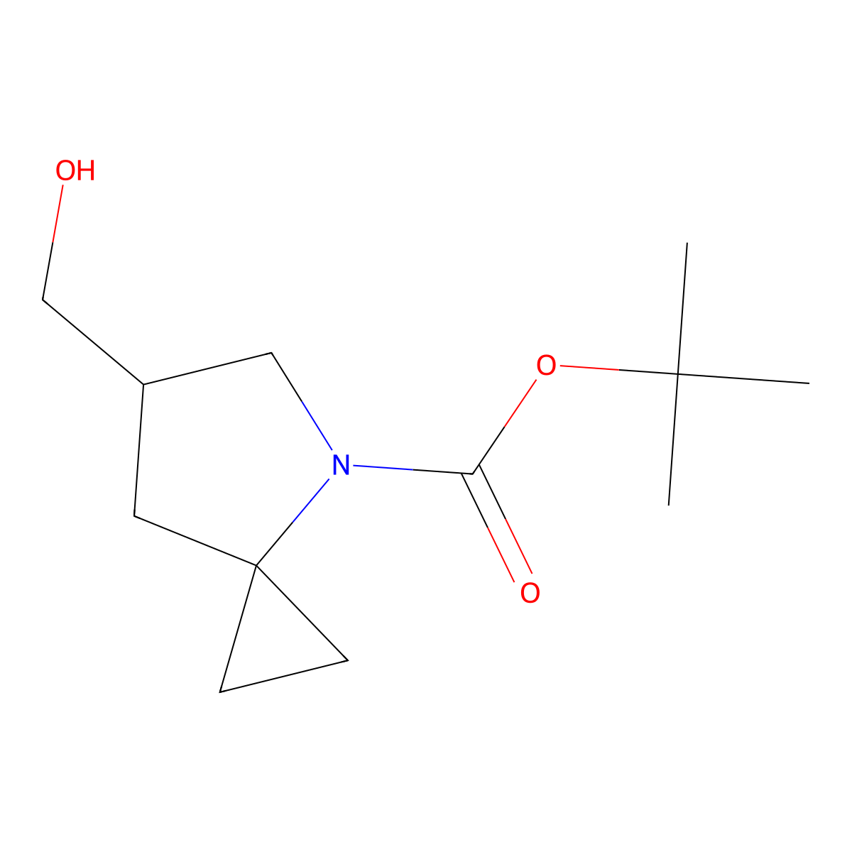 Tert-butyl 6-(hydroxymethyl)-4-azaspiro[2.4]heptane-4-carboxylate molecular structure, CAS 1781130-57-1