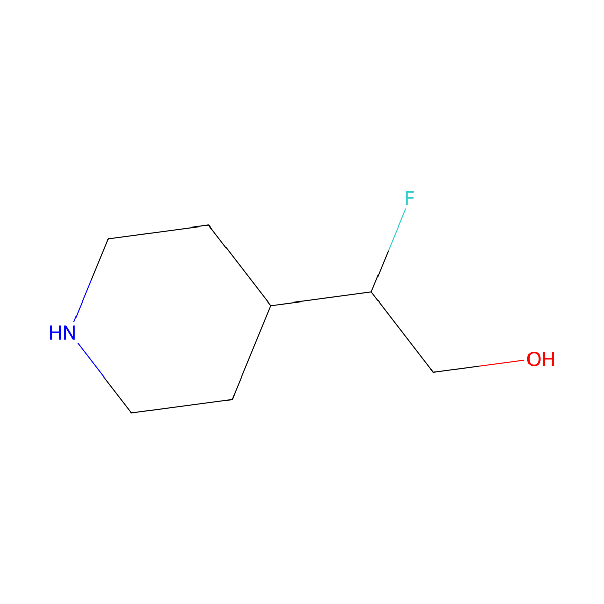 2-Fluoro-2-(piperidin-4-yl)ethan-1-ol molecular structure, CAS 1781135-16-7