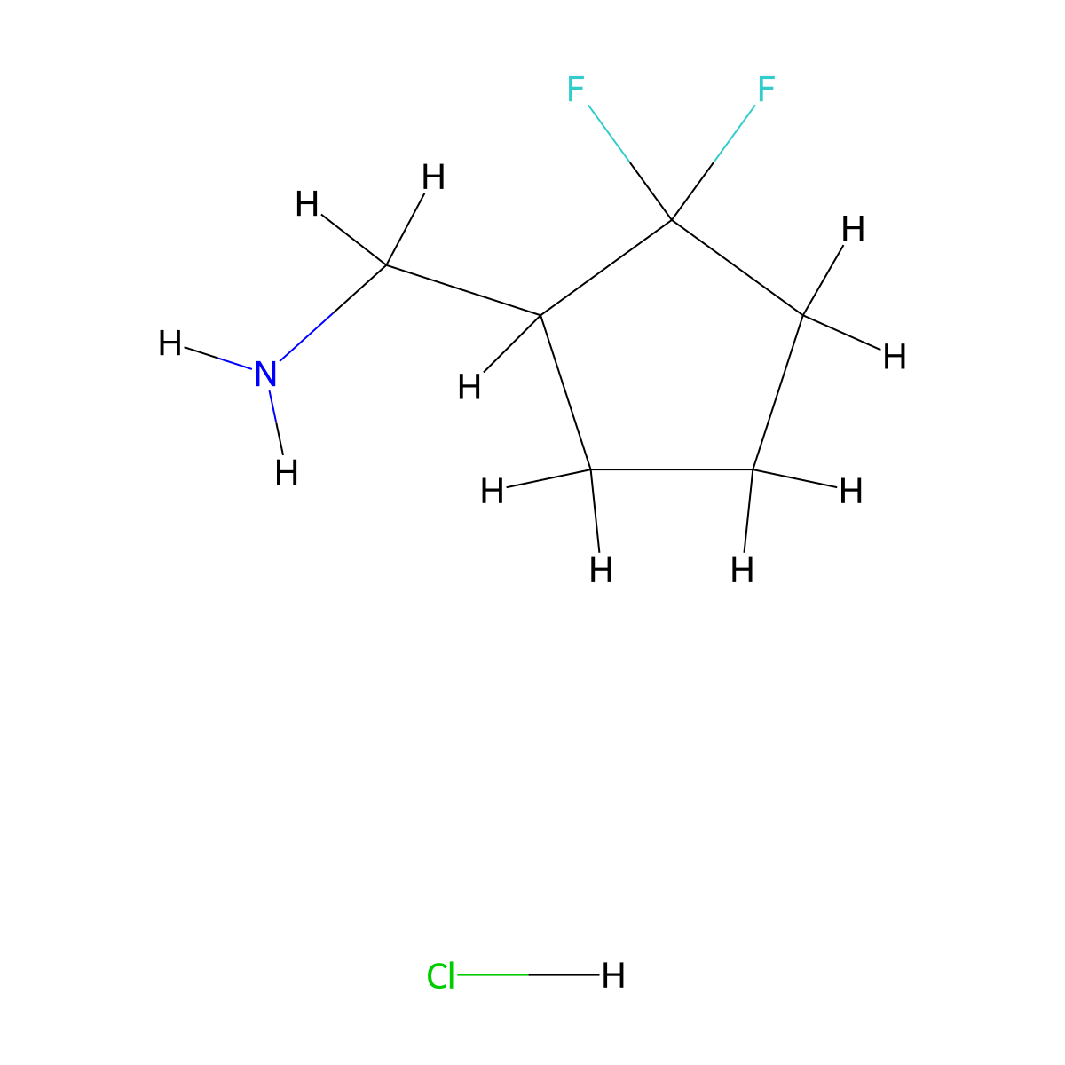 (2,2-Difluorocyclopentyl)methanamine hydrochloride molecular structure, CAS 1781136-36-4