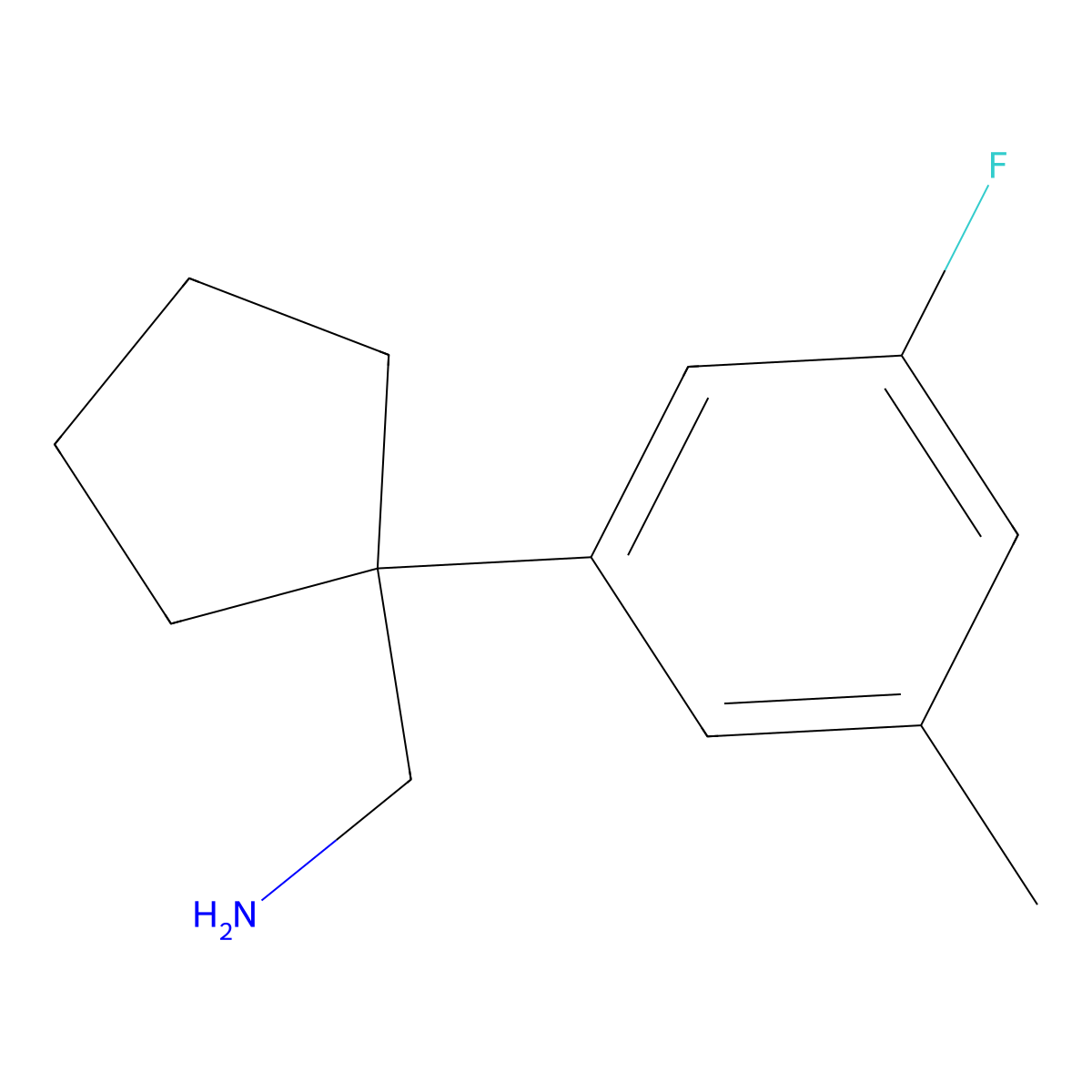 1-(3-Fluoro-5-methylphenyl)cyclopentanemethanamine molecular structure, CAS 1781136-94-4