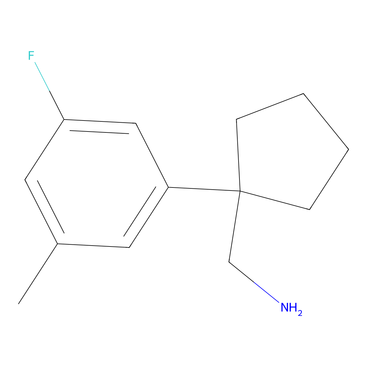 1-(3-Fluoro-5-methylphenyl)cyclopentanemethanamine molecular structure, CAS 1781136-94-4