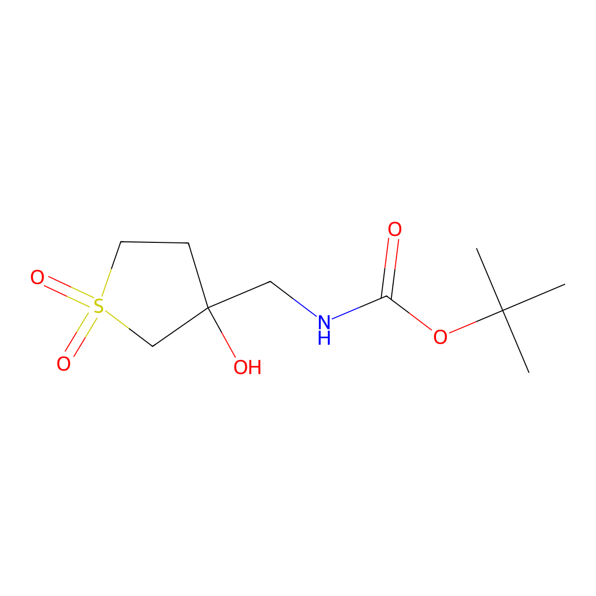 tert-butyl N-[(3-hydroxy-1,1-dioxo-1lambda6-thiolan-3-yl)methyl]carbamate molecular structure, CAS 1781137-76-5