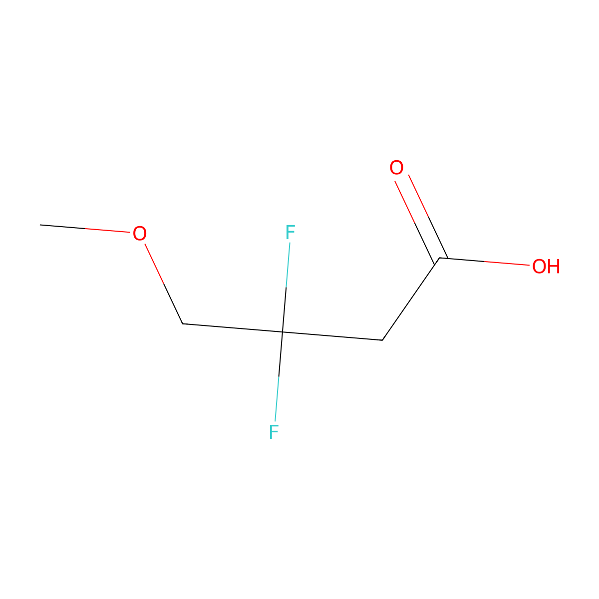 3,3-Difluoro-4-methoxybutanoic acid molecular structure, CAS 1781143-69-8