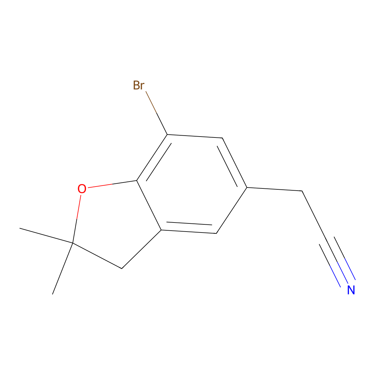 2-(7-Bromo-2,2-dimethyl-2,3-dihydro-1-benzofuran-5-yl)acetonitrile molecular structure, CAS 1781146-88-0