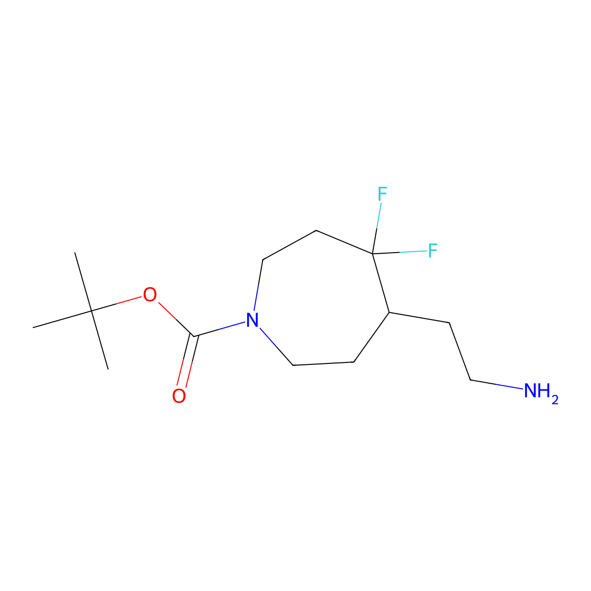 Tert-butyl 5-(2-aminoethyl)-4,4-difluoroazepane-1-carboxylate molecular structure, CAS 1781149-47-0