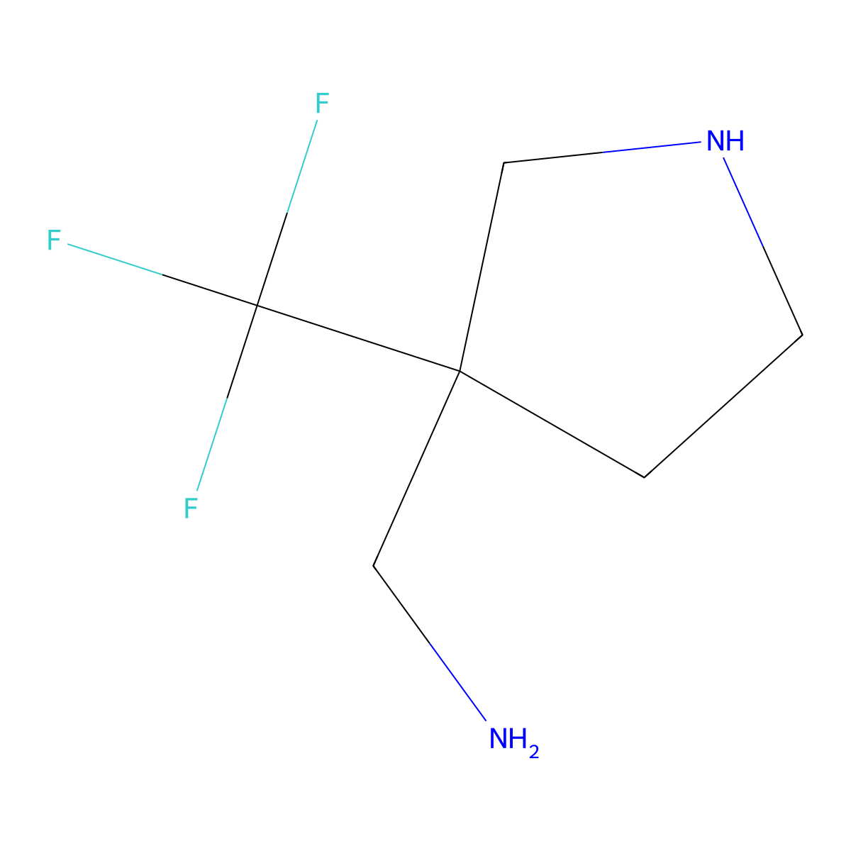 [3-(Trifluoromethyl)pyrrolidin-3-yl]methanamine molecular structure, CAS 1781155-62-1