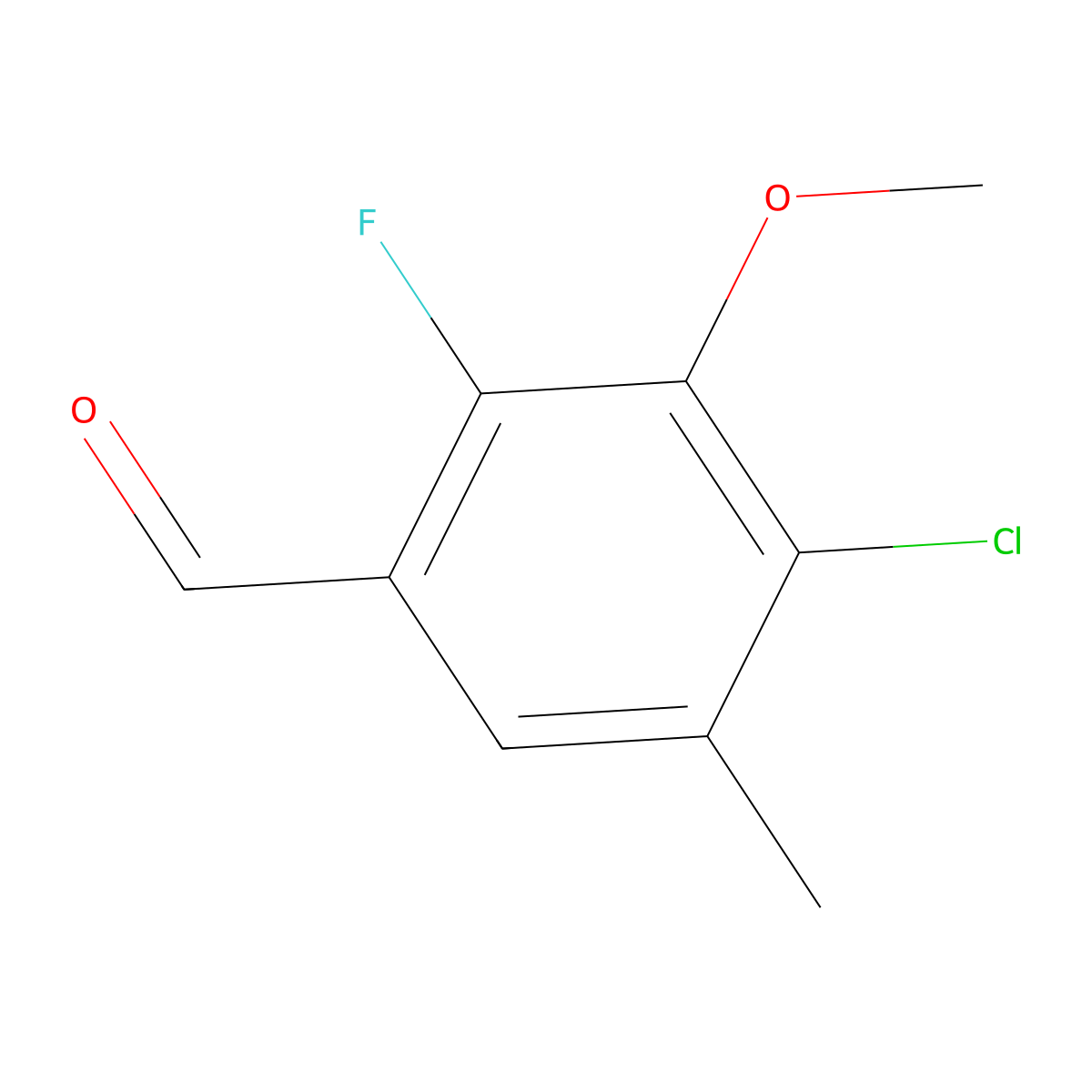 4-Chloro-2-fluoro-3-methoxy-5-methylbenzaldehyde molecular structure, CAS 1781158-27-7