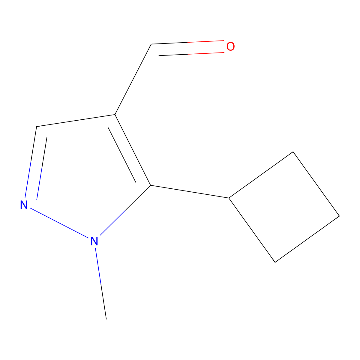 5-cyclobutyl-1-methyl-1H-pyrazole-4-carbaldehyde molecular structure, CAS 1781158-47-1