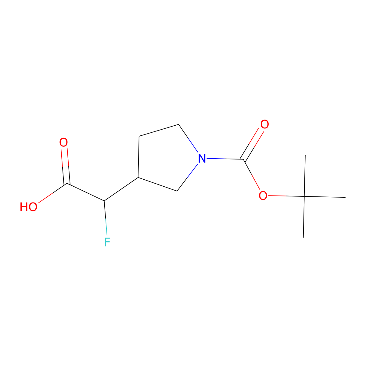 2-(1-((Tert-butoxy)carbonyl)pyrrolidin-3-yl)-2-fluoroacetic acid molecular structure, CAS 1781164-79-1
