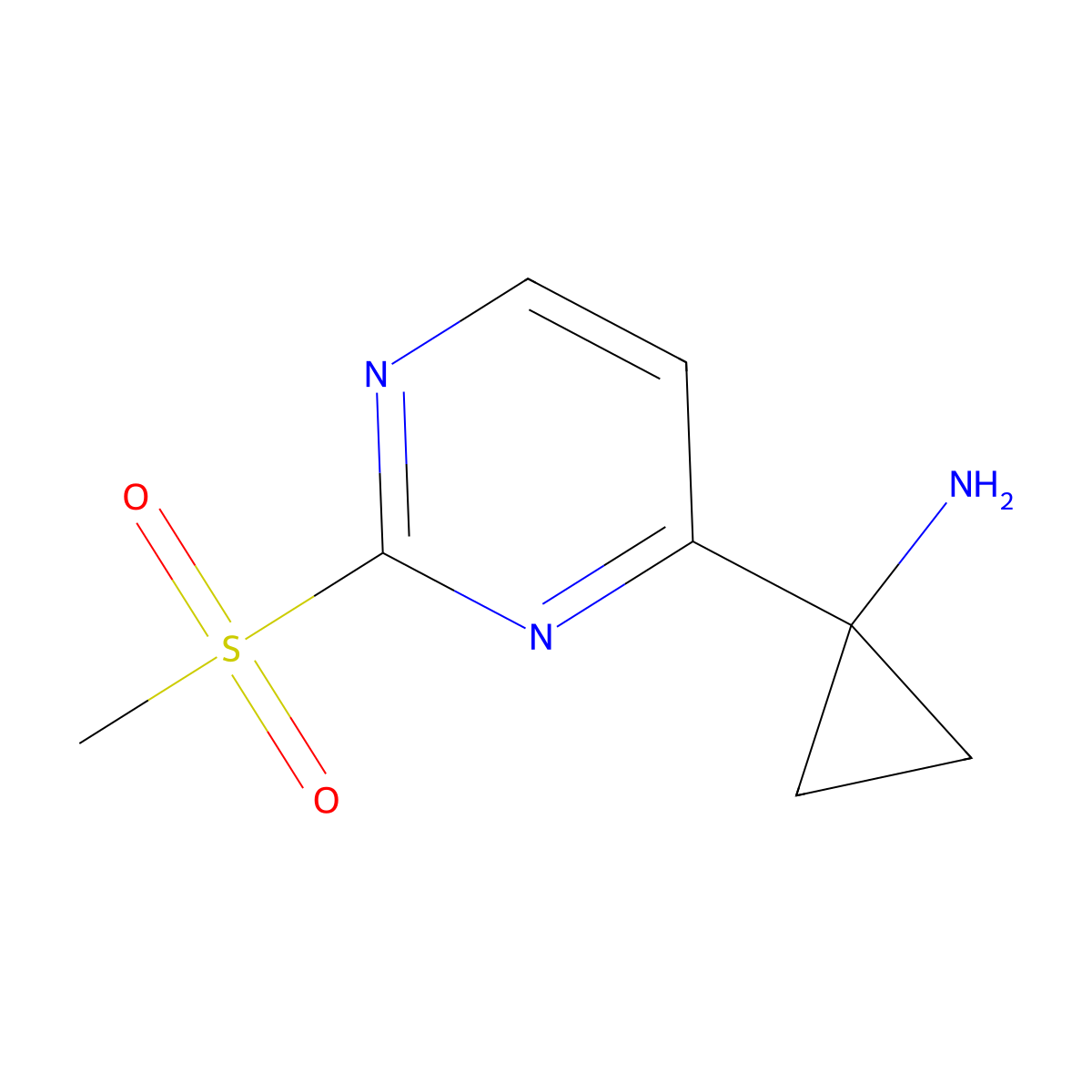 1-(2-Methanesulfonylpyrimidin-4-yl)cyclopropan-1-amine molecular structure, CAS 1781165-01-2