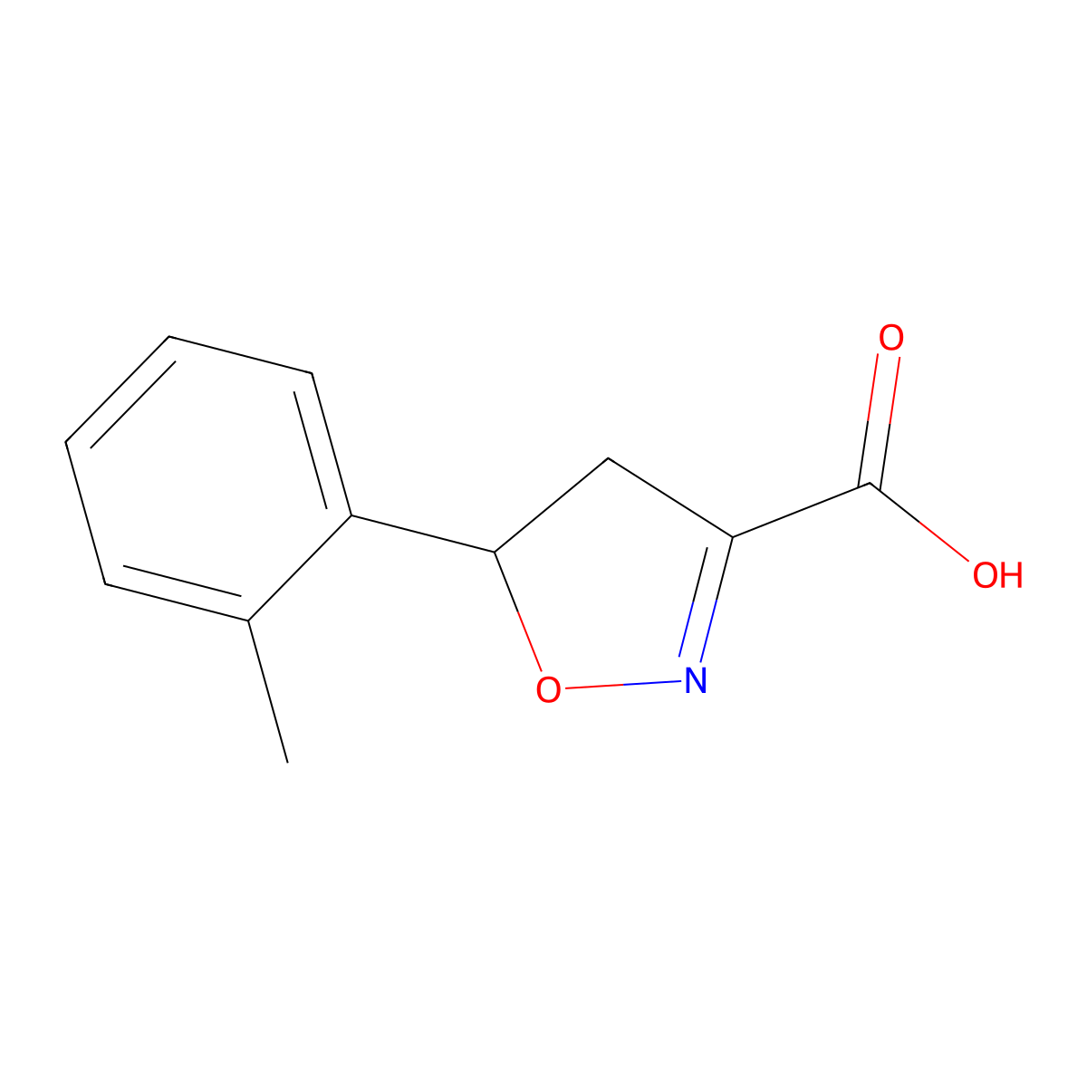 5-2(Methylphenyl)-4,5-dihydro-1,2-oxazole-3-carboxylic acid molecular structure, CAS 1781169-96-7