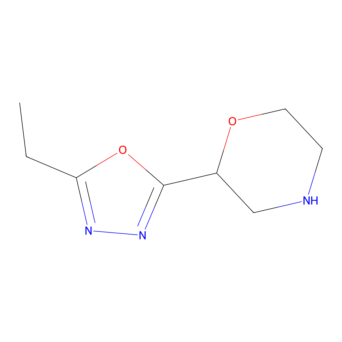 2-(5-Ethyl-1,3,4-oxadiazol-2-yl)morpholine molecular structure, CAS 1781170-15-7