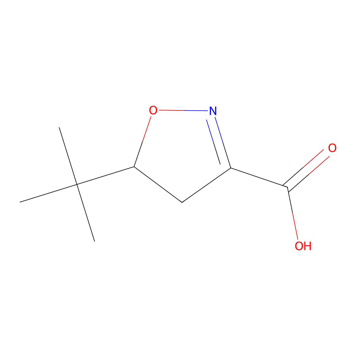 5-Tert-butyl-4,5-dihydro-1,2-oxazole-3-carboxylic acid molecular structure, CAS 1781171-36-5
