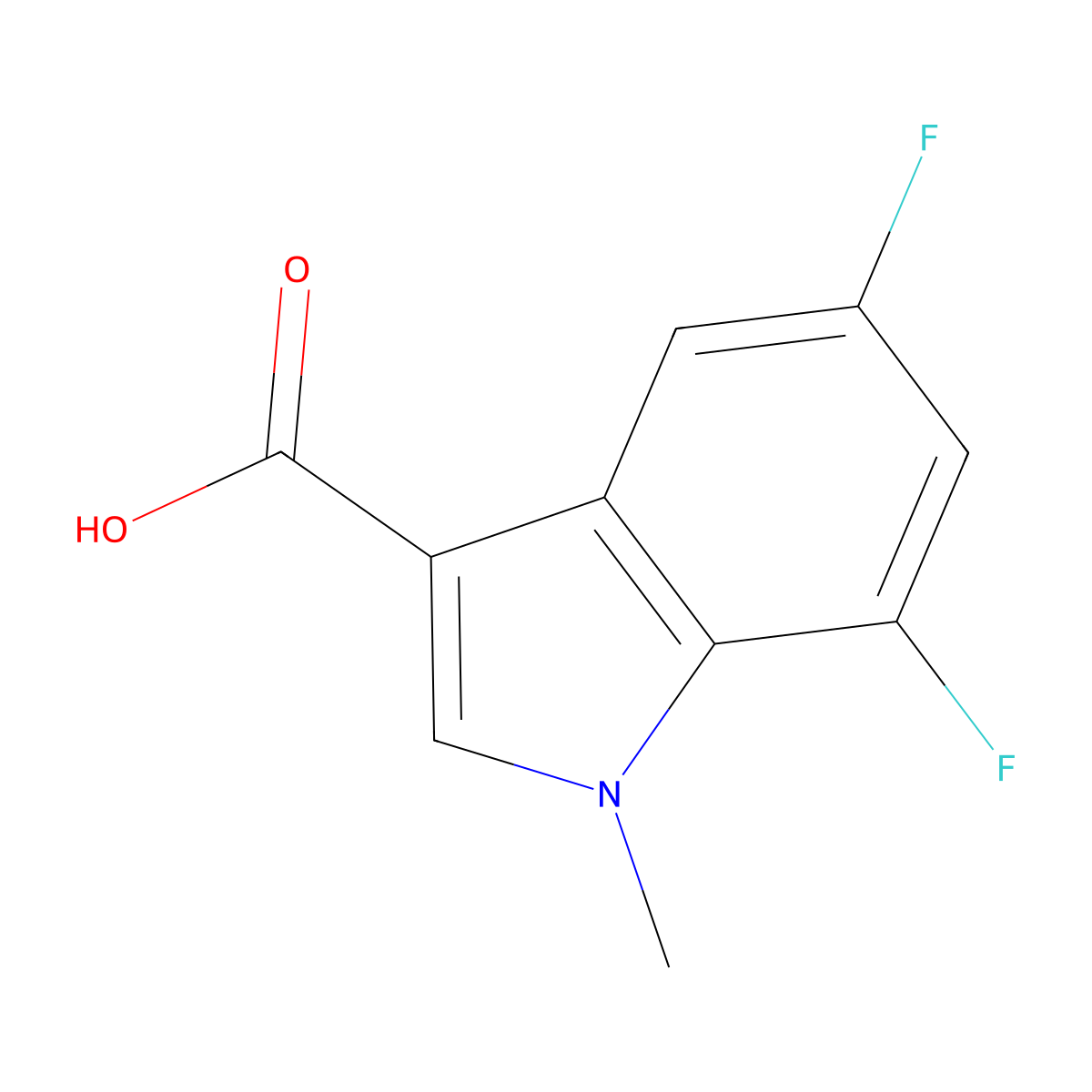 5,7-difluoro-1-methyl-1H-indole-3-carboxylicacid molecular structure, CAS 1781178-25-3