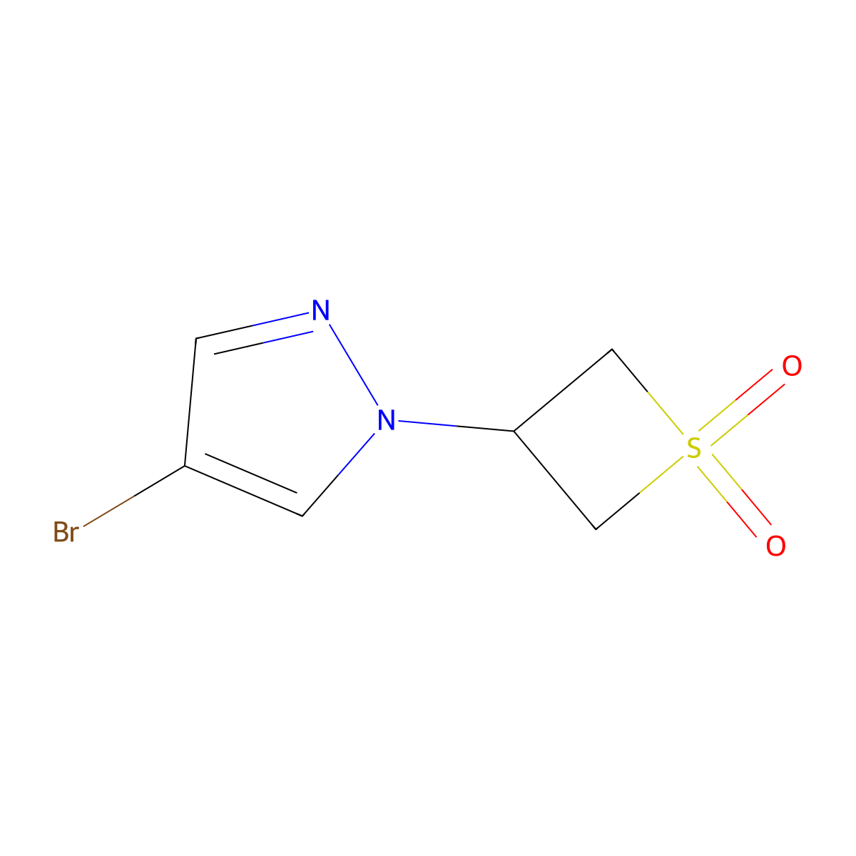 3-(4-bromo-1H-pyrazol-1-yl)-1lambda6-thietane-1,1-dione molecular structure, CAS 1781180-98-0