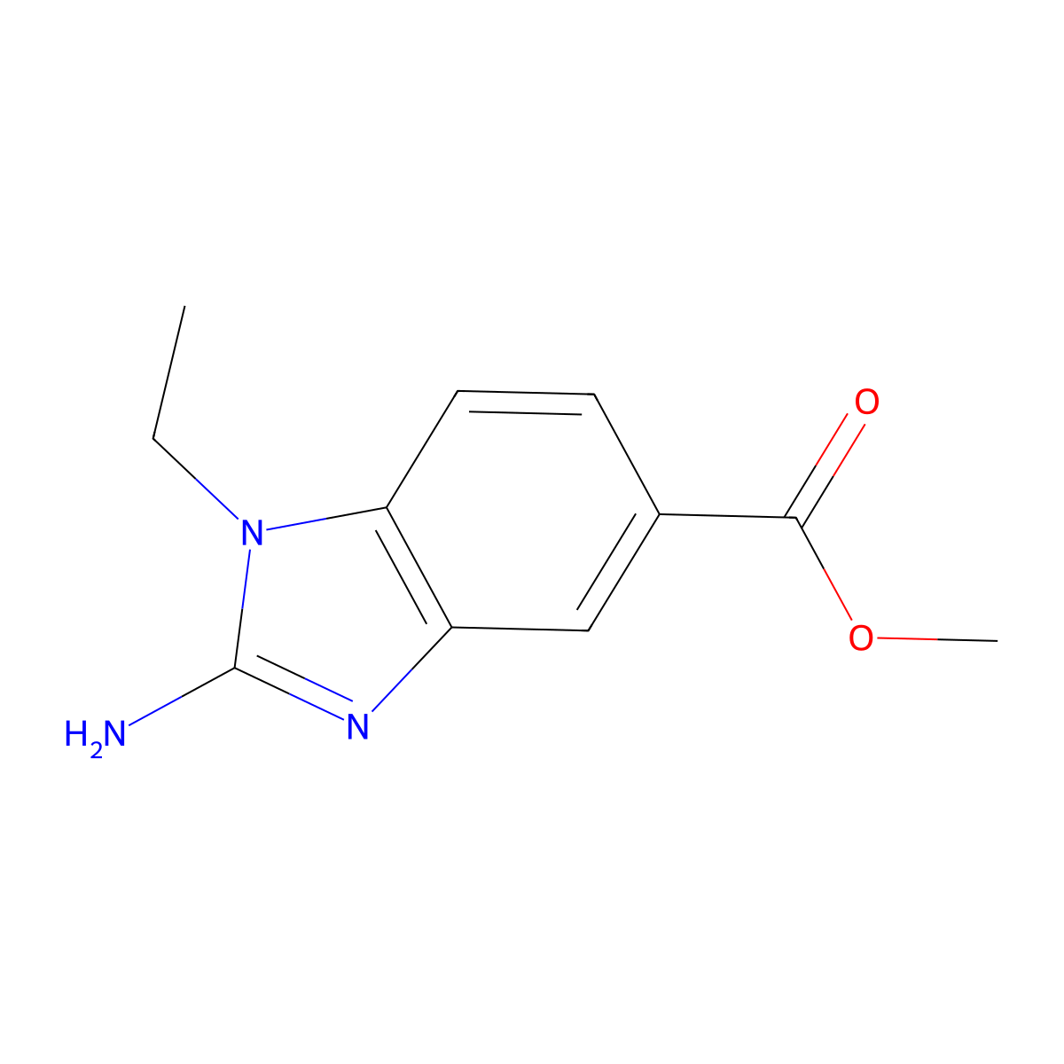 methyl 2-amino-1-ethyl-1H-1,3-benzodiazole-5-carboxylate molecular structure, CAS 1781181-41-6