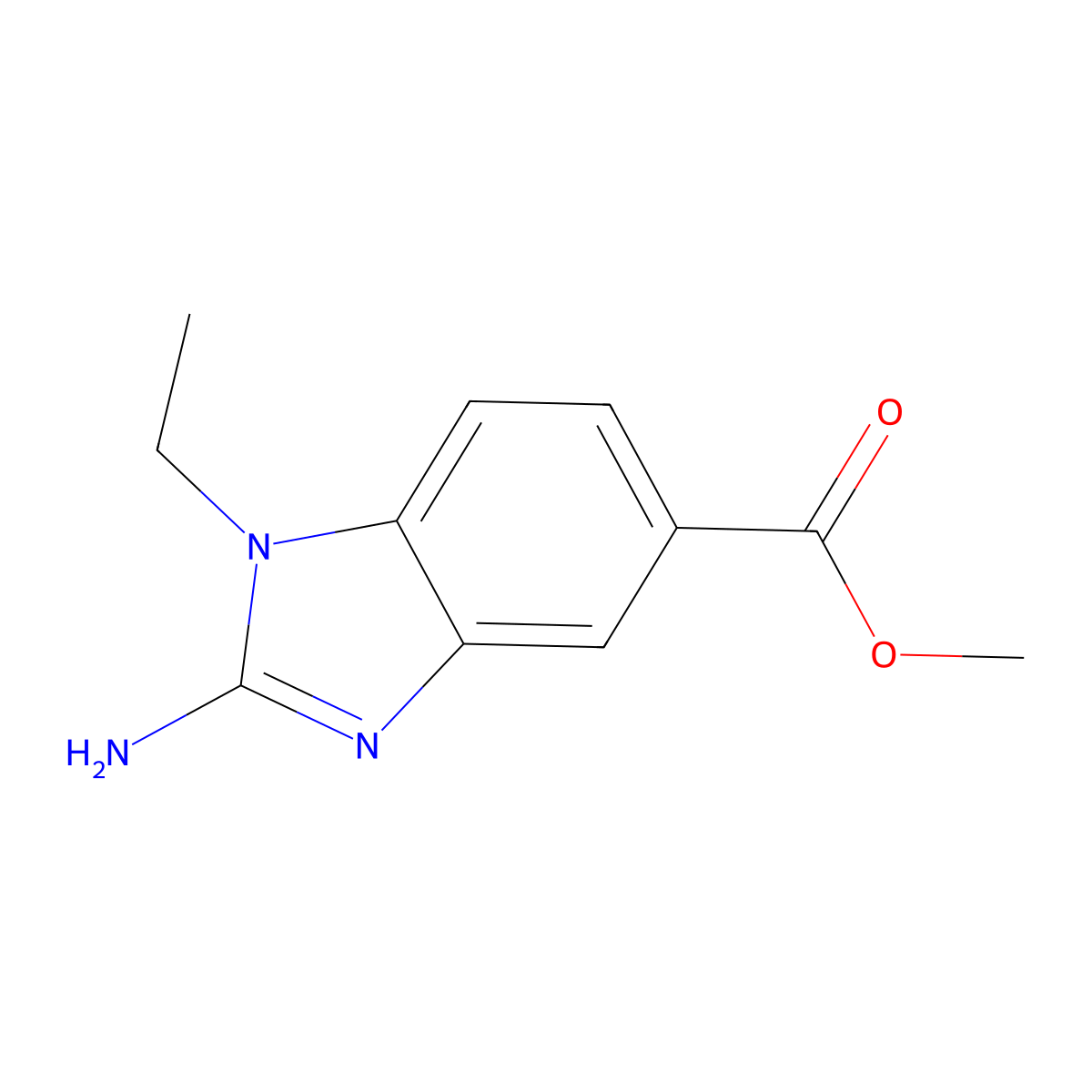 methyl 2-amino-1-ethyl-1H-1,3-benzodiazole-5-carboxylate molecular structure, CAS 1781181-41-6