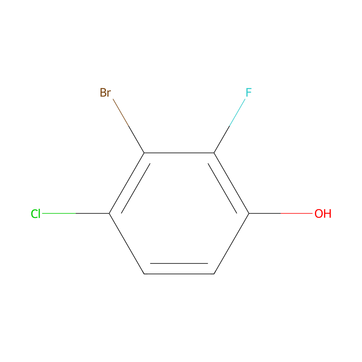 3-Bromo-4-chloro-2-fluorophenol molecular structure, CAS 1781183-19-4