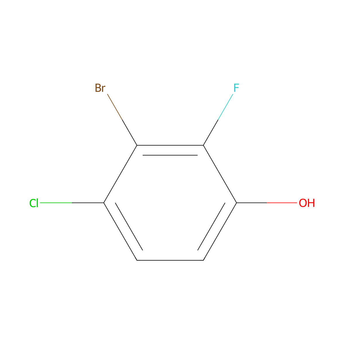 3-Bromo-4-chloro-2-fluorophenol molecular structure, CAS 1781183-19-4