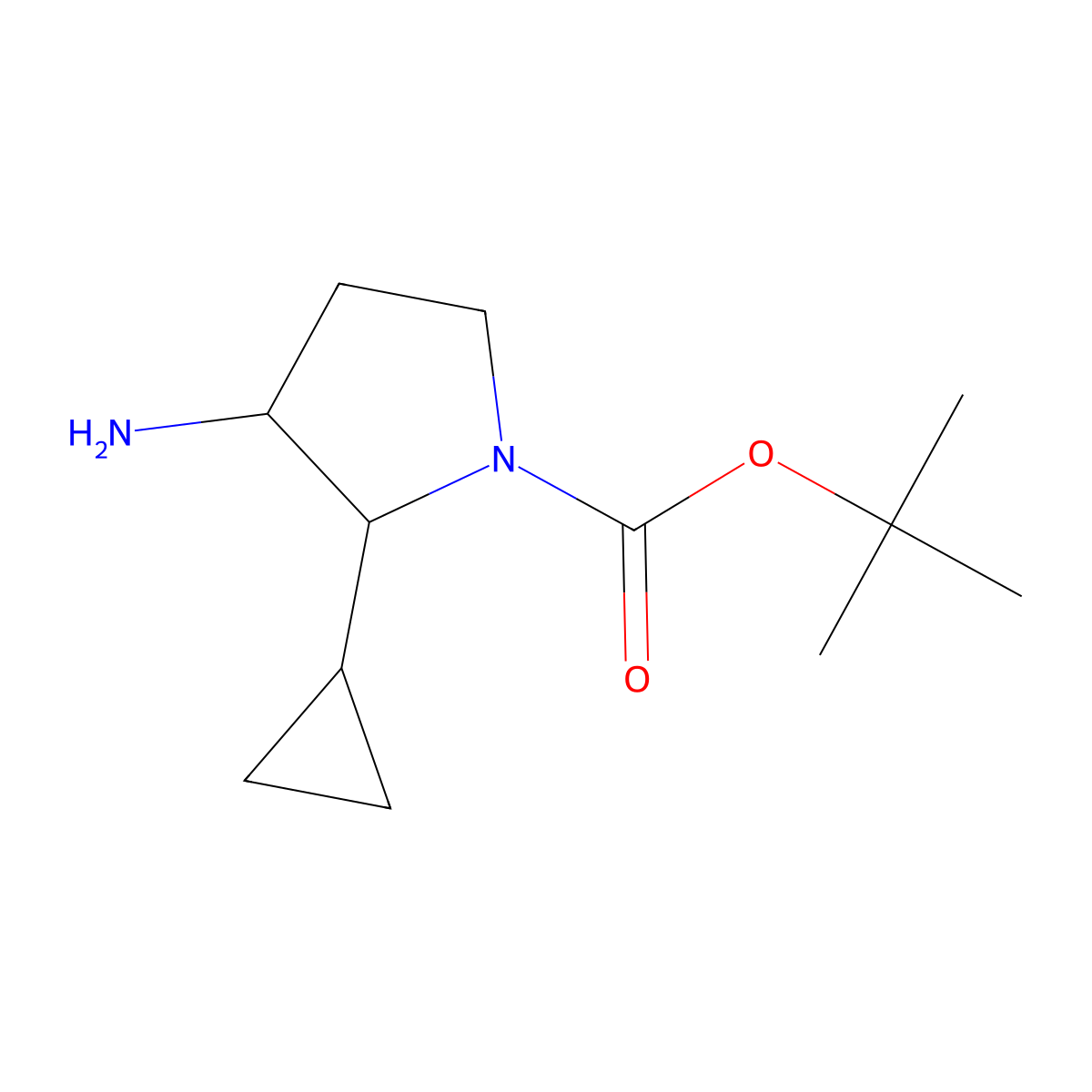 Tert-butyl 3-amino-2-cyclopropylpyrrolidine-1-carboxylate molecular structure, CAS 1781184-70-0
