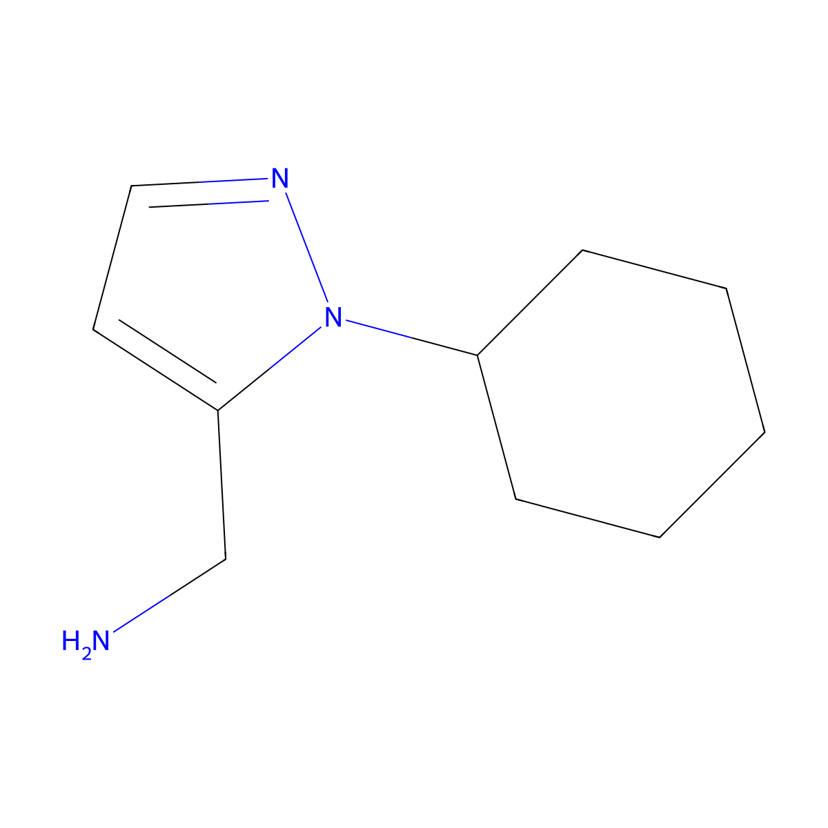 (1-cyclohexyl-1H-pyrazol-5-yl)methanamine molecular structure, CAS 1781189-37-4