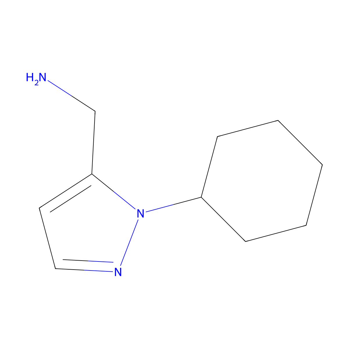 (1-cyclohexyl-1H-pyrazol-5-yl)methanamine molecular structure, CAS 1781189-37-4