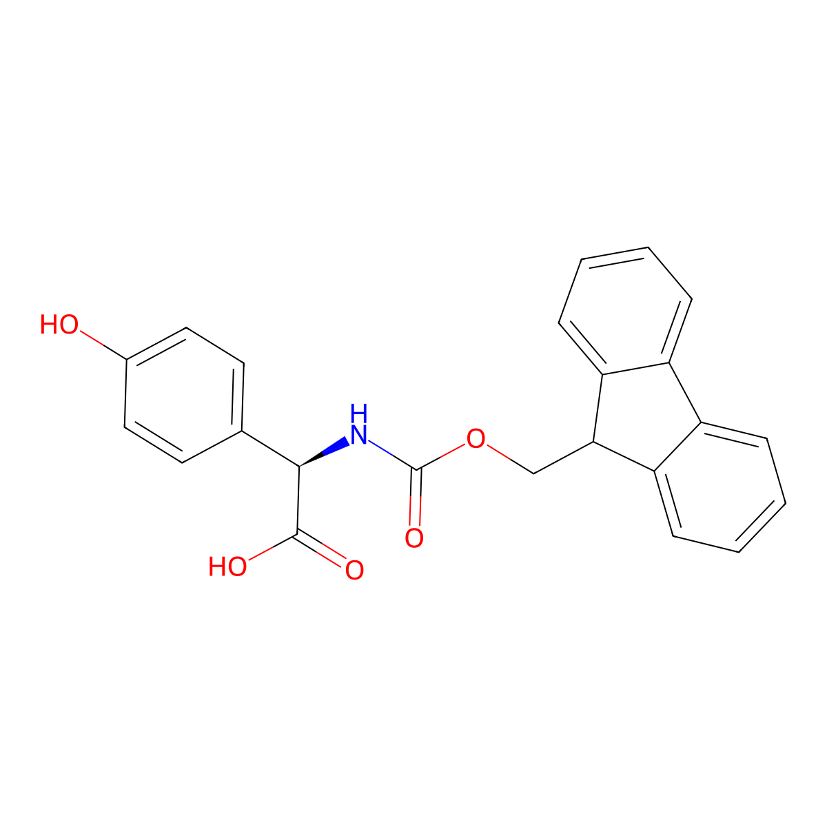 (2R)-2-({[(9H-fluoren-9-yl)methoxy]carbonyl}amino)-2-(4-hydroxyphenyl)acetic acid molecular structure, CAS 178119-93-2
