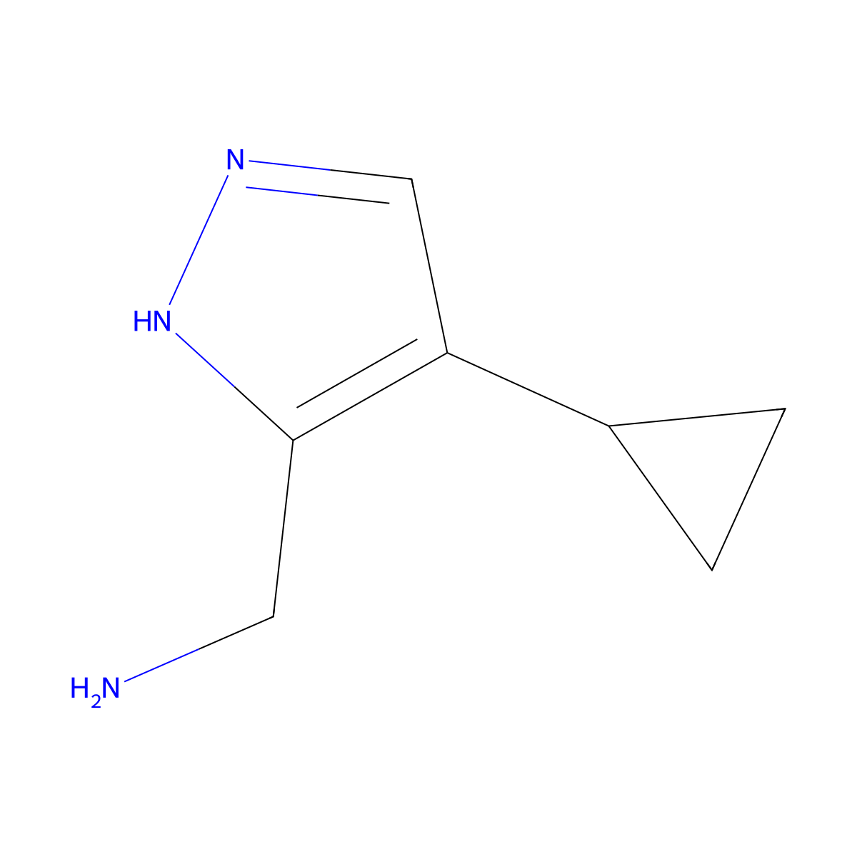 (4-cyclopropyl-1H-pyrazol-3-yl)methanamine molecular structure, CAS 1781192-05-9