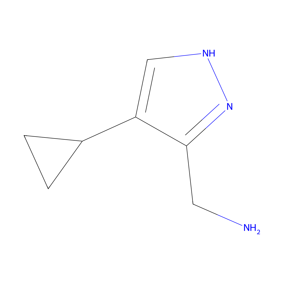 (4-cyclopropyl-1H-pyrazol-3-yl)methanamine molecular structure, CAS 1781192-05-9
