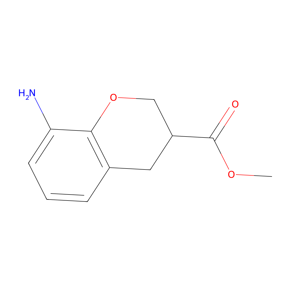 methyl 8-amino-3,4-dihydro-2H-1-benzopyran-3-carboxylate molecular structure, CAS 1781192-89-9