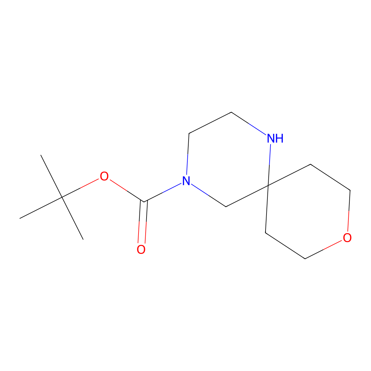 Tert-butyl 9-oxa-1,4-diazaspiro[5.5]undecane-4-carboxylate molecular structure, CAS 1781193-80-3