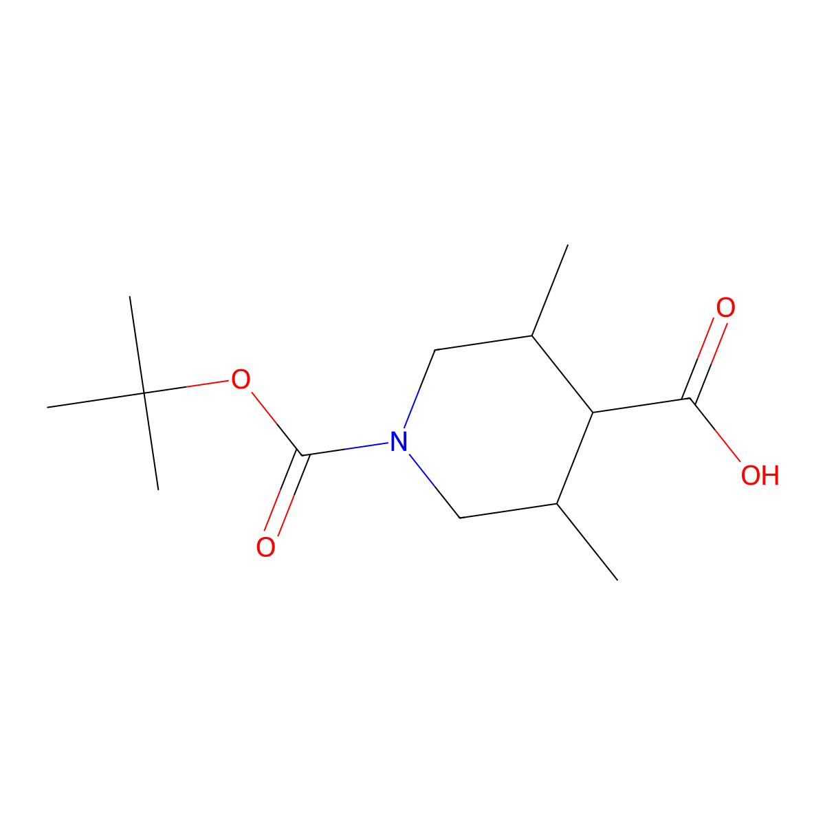 1-(Tert-butoxycarbonyl)-3,5-dimethylpiperidine-4-carboxylic acid molecular structure, CAS 1781196-72-2