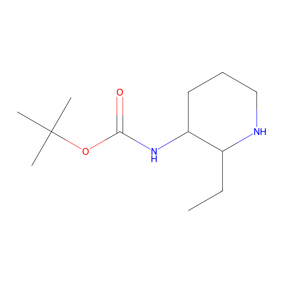 tert-butyl N-(2-ethylpiperidin-3-yl)carbamate, Mixture of diastereomers molecular structure, CAS 1781203-90-4