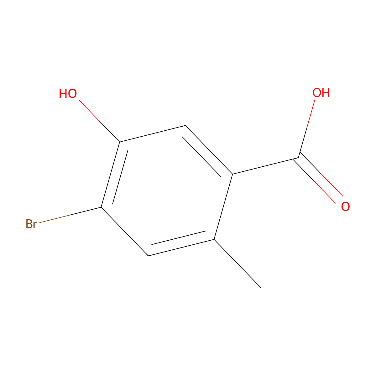 4-Bromo-5-hydroxy-2-methylbenzoic acid molecular structure, CAS 1781204-48-5