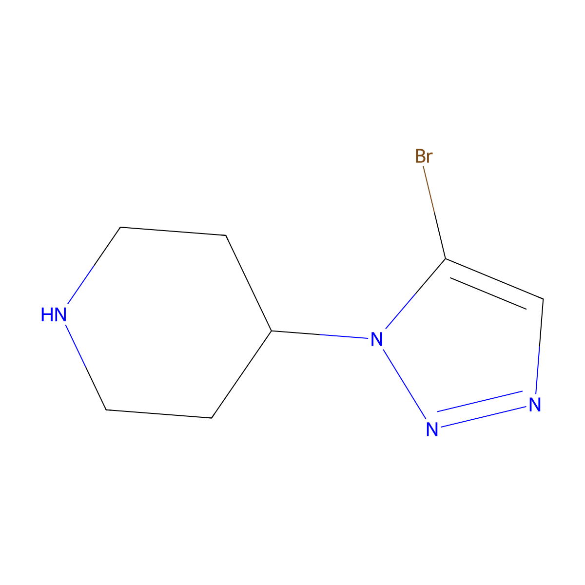 4-(5-bromo-1H-1,2,3-triazol-1-yl)piperidine molecular structure, CAS 1781204-82-7