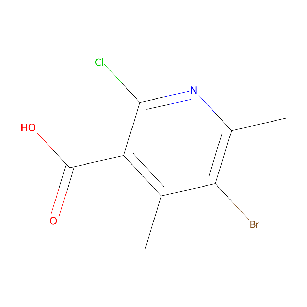 5-Bromo-2-chloro-4,6-dimethylpyridine-3-carboxylic acid molecular structure, CAS 1781220-56-1