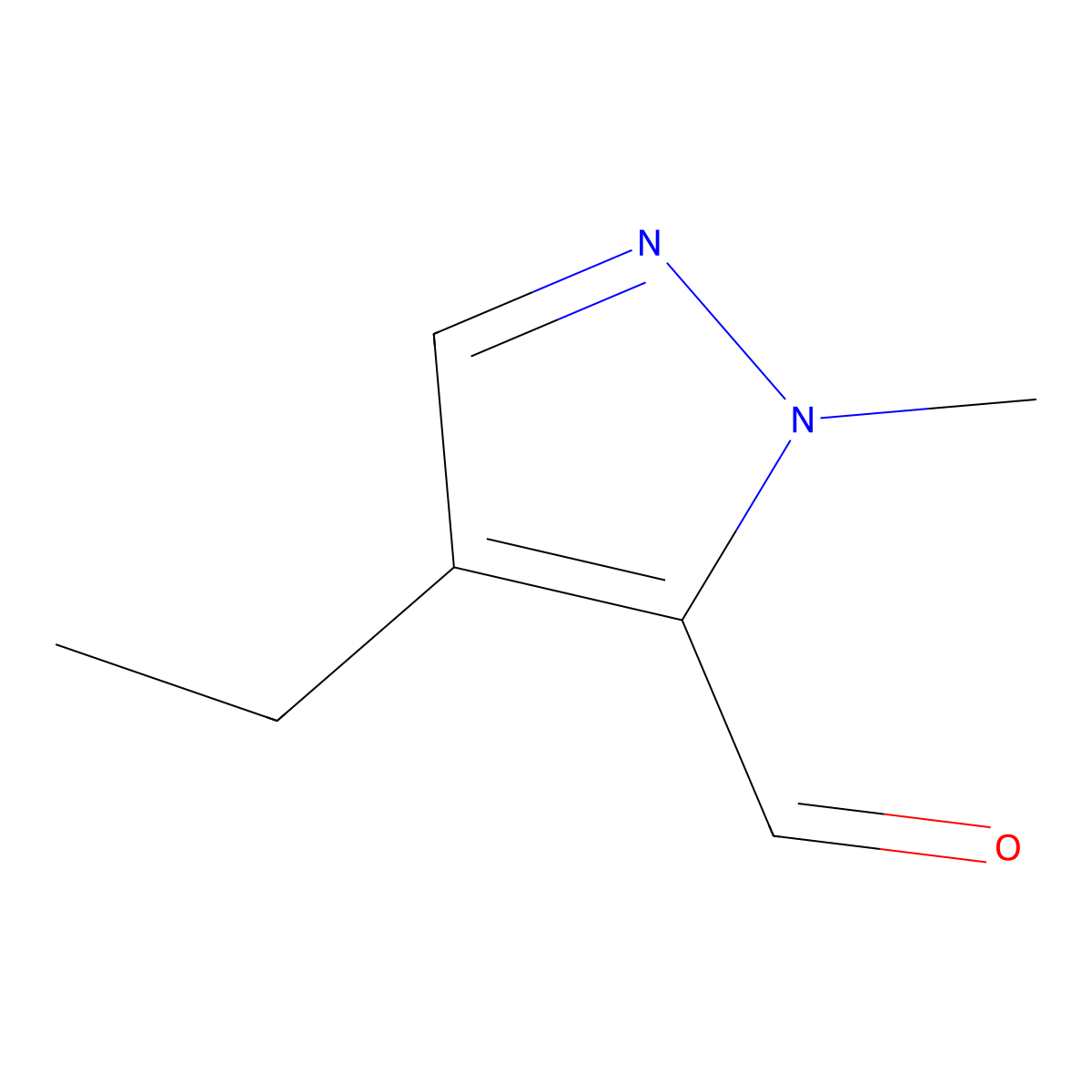 4-ethyl-1-methyl-1H-pyrazole-5-carbaldehyde molecular structure, CAS 1781224-92-7