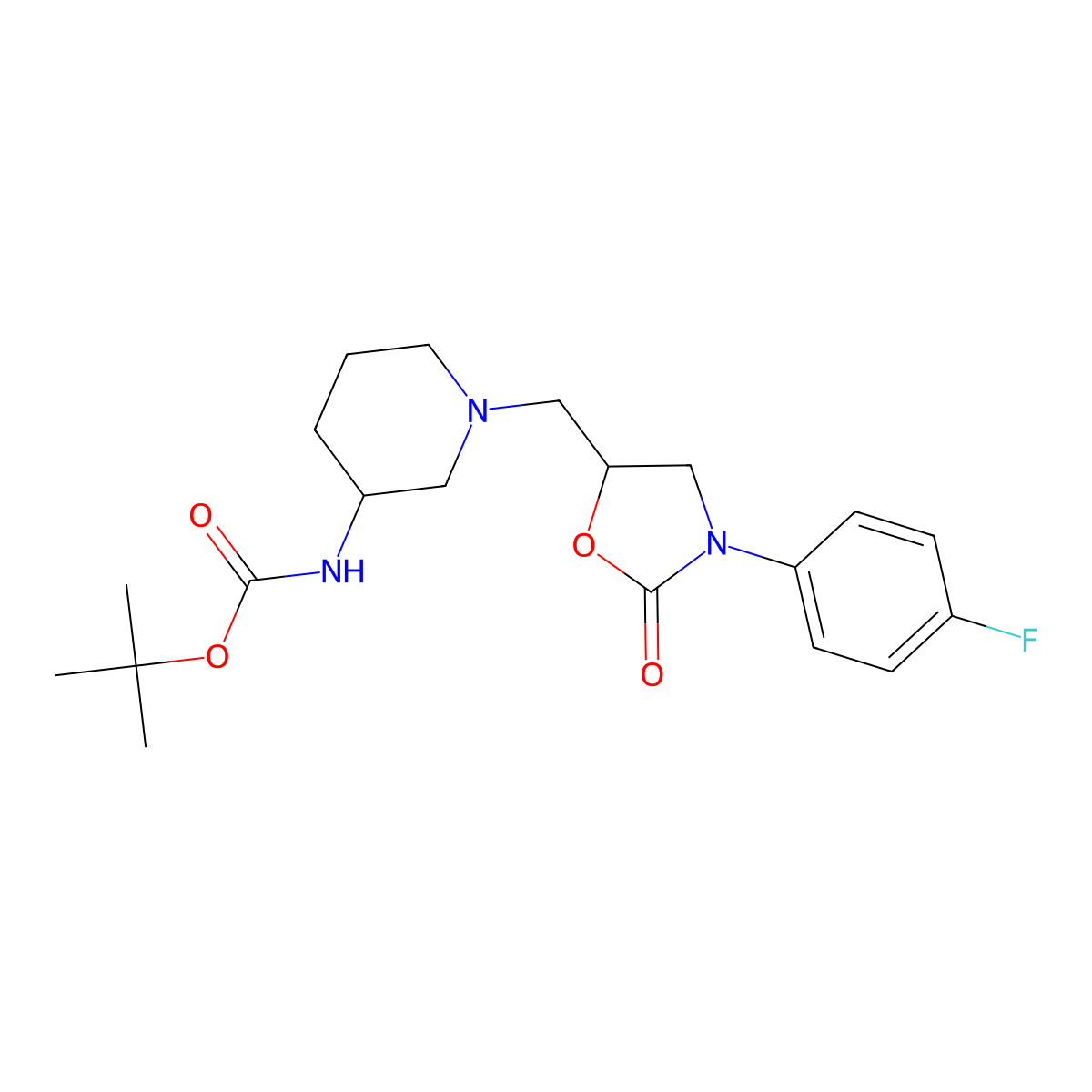 tert-butyl N-(1-{[3-(4-fluorophenyl)-2-oxo-1,3-oxazolidin-5-yl]methyl}piperidin-3-yl)carbamate molecular structure, CAS 1781241-32-4