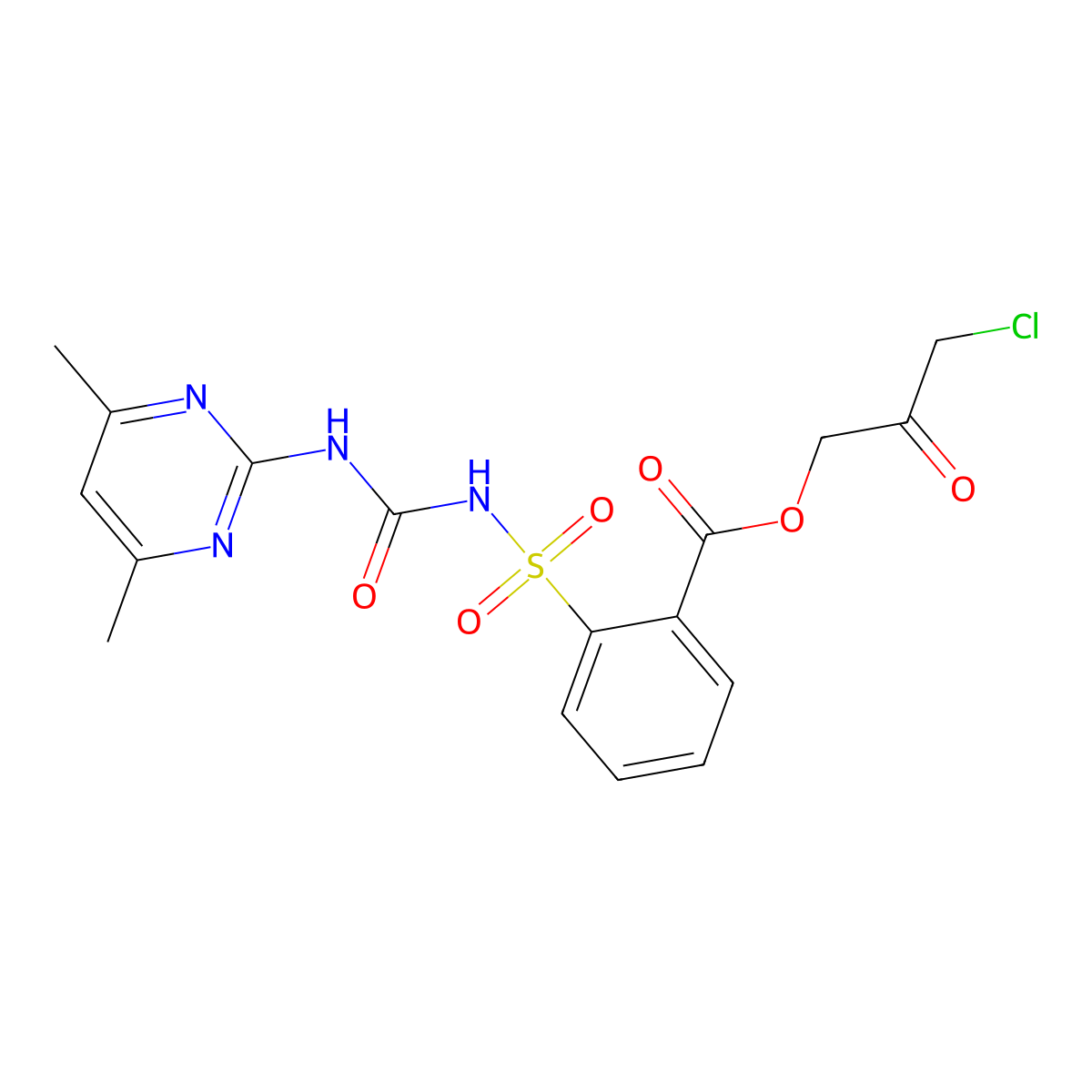 3-Chloro-2-oxopropyl 2-({[(4,6-dimethylpyrimidin-2-yl)carbamoyl]amino}sulfonyl)benzoate molecular structure, CAS 1781241-33-5