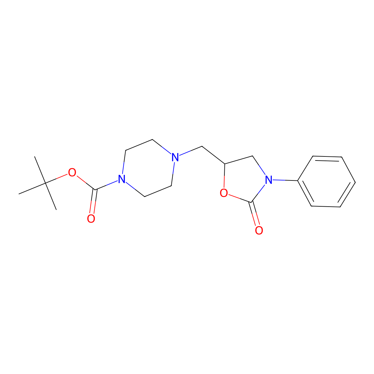 Tert-butyl 4-[(2-oxo-3-phenyl-1,3-oxazolidin-5-yl)methyl]piperazine-1-carboxylate molecular structure, CAS 1781241-37-9