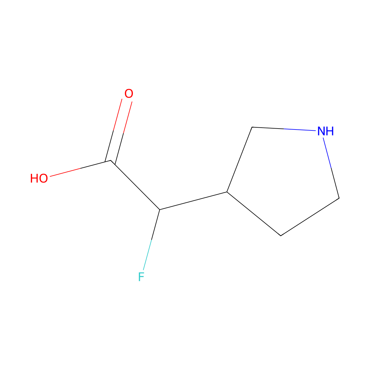 2-Fluoro-2-(pyrrolidin-3-yl)acetic acid molecular structure, CAS 1781296-75-0