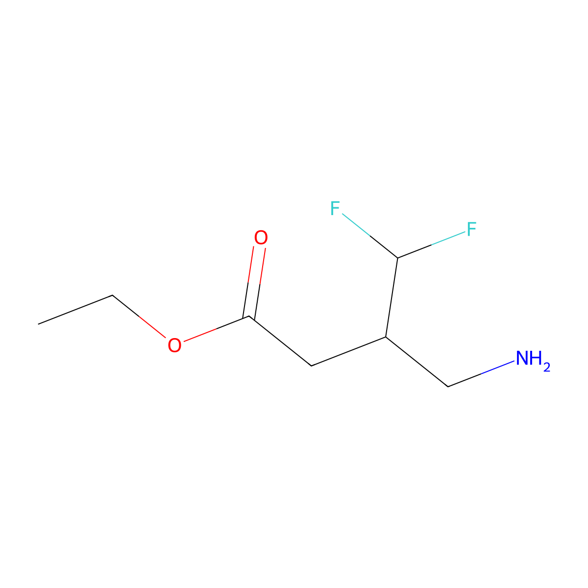 Ethyl 4-amino-3-(difluoromethyl)butanoate molecular structure, CAS 1781297-29-7
