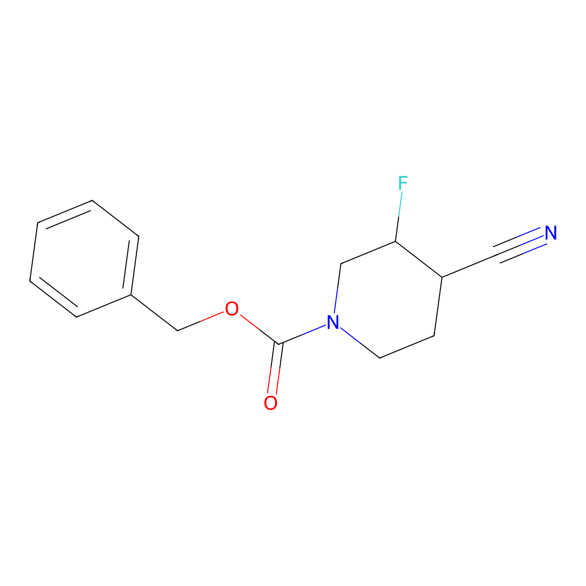 Benzyl 4-cyano-3-fluoropiperidine-1-carboxylate molecular structure, CAS 1781297-42-4