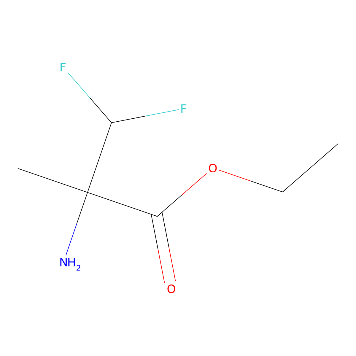 Ethyl 2-amino-3,3-difluoro-2-methylpropanoate molecular structure, CAS 1781297-44-6