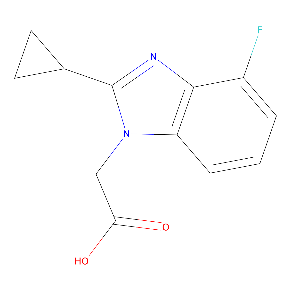 2-(2-Cyclopropyl-4-fluoro-1H-benzo[d]imidazol-1-yl)acetic acid molecular structure, CAS 1781301-65-2