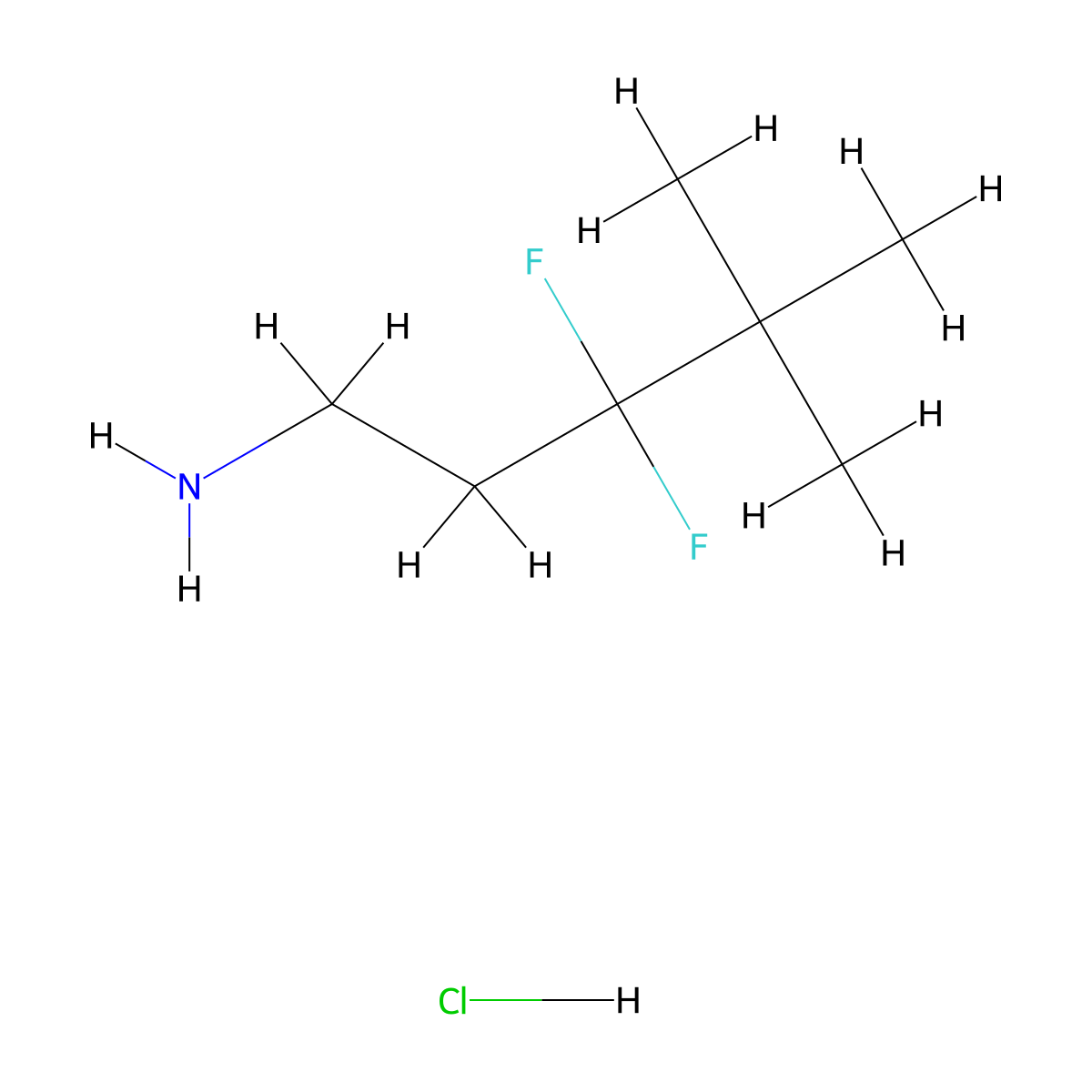 3,3-Difluoro-4,4-dimethylpentan-1-amine hydrochloride molecular structure, CAS 1781305-22-3