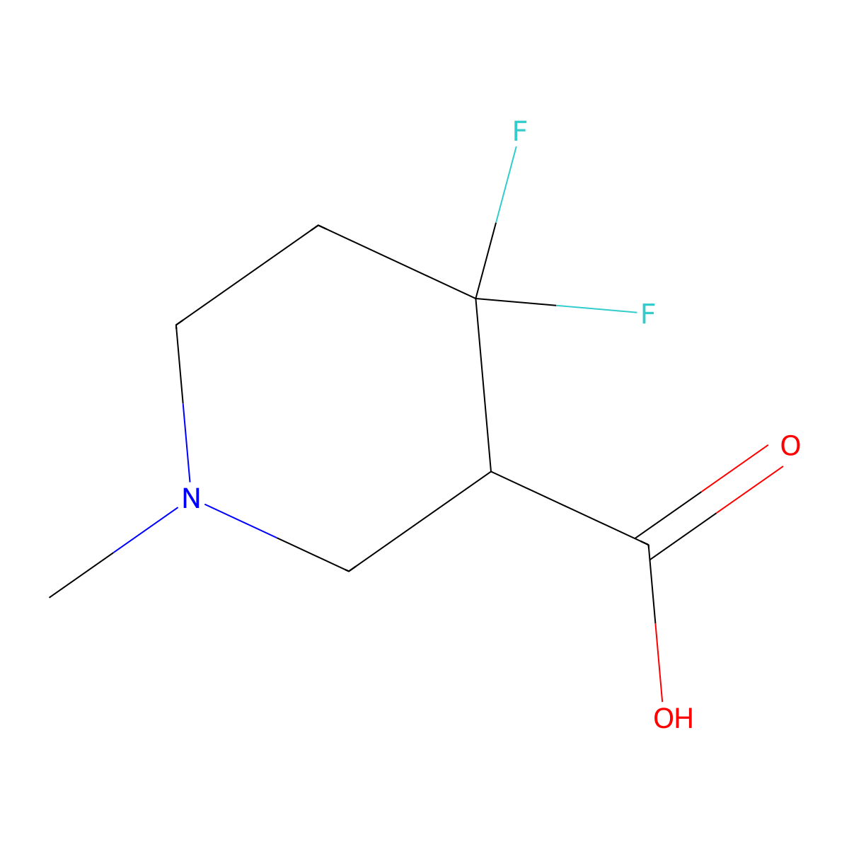 4,4-Difluoro-1-methylpiperidine-3-carboxylic acid molecular structure, CAS 1781315-22-7